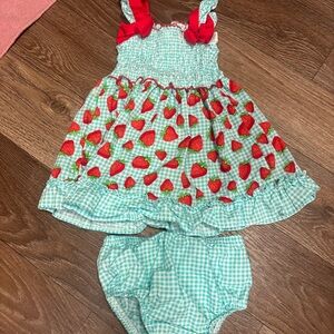 Charming Strawberry Print Kids Set with Diaper Cover